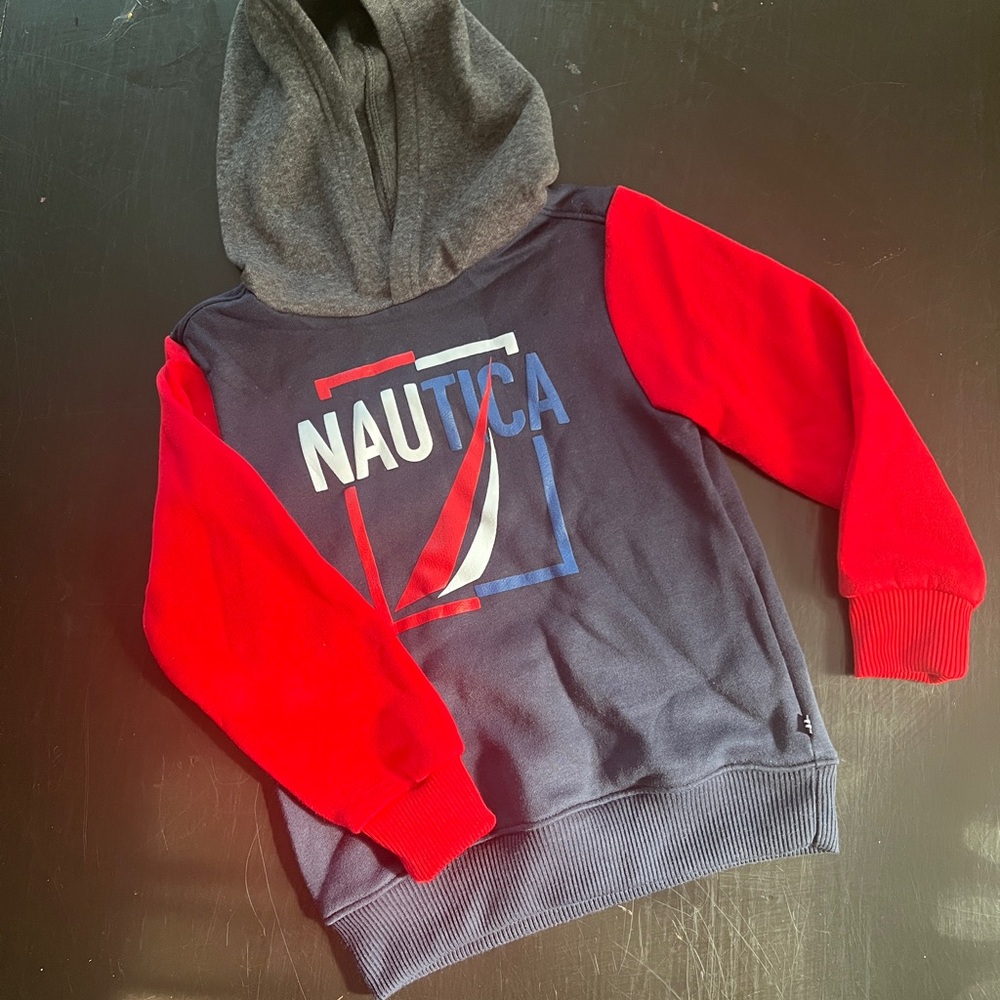 Nautica Gray and Red Hoodie toddler size 4